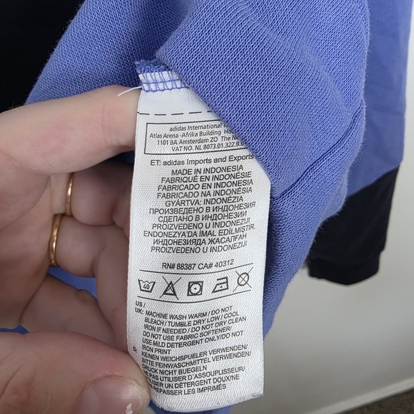 Adidas Periwinkle Black Colorblock Sporty Funnel Neck Cropped Pullover Size M - Picture 11 of 14